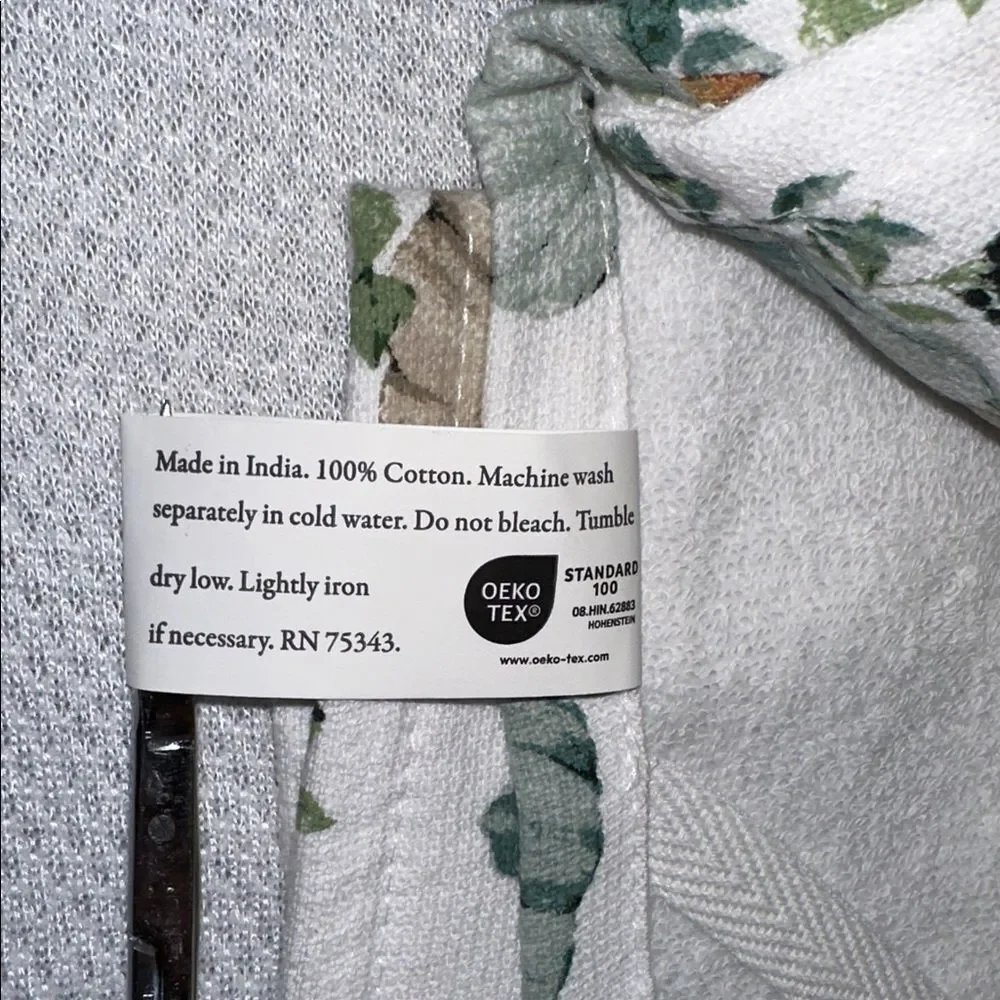 WDH White Blue Green Cotton Fall Harvest Pumpkin Kitchen Towels